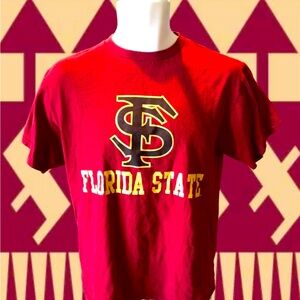 FSU Florida State Seminoles Majestic Men’s M Medium Garnet Logo Shirt EUC